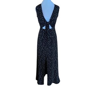 WYLDR Black Star Print Tie Front Cutout Maxi Dress Womens XS Slit
